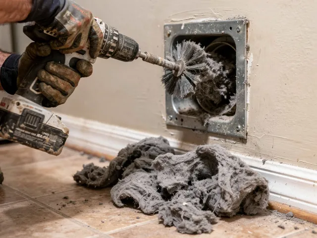 Certified Beachwood Dryer Vent Cleaning technician performing dryer vent cleaning in Beachwood