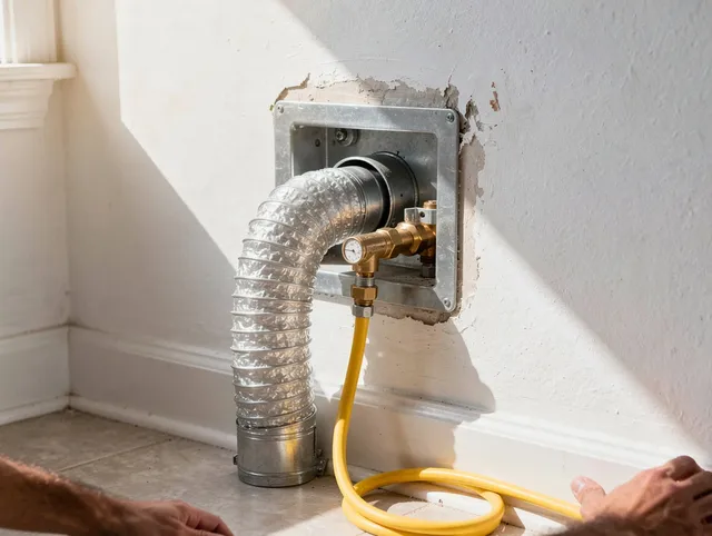 Beachwood Dryer Vent Cleaning certified technician performing specialized gas dryer vent cleaning in Beachwood